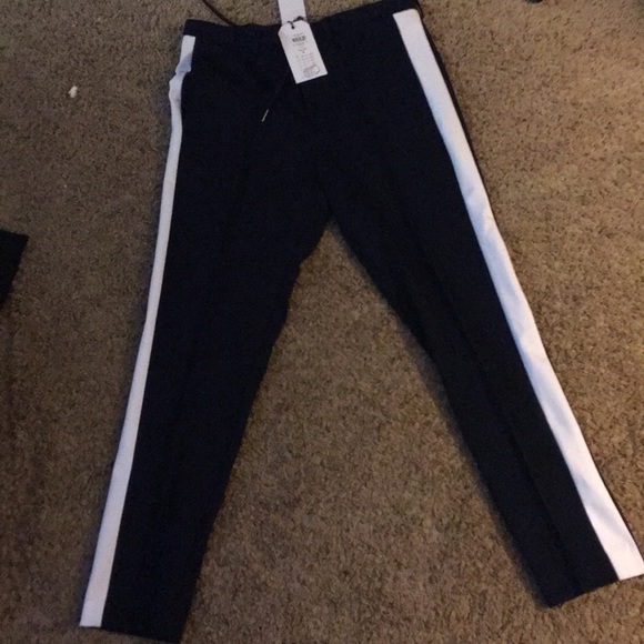 Navy Blue Tapered two tone trousers Size M - Picture 1 of 6